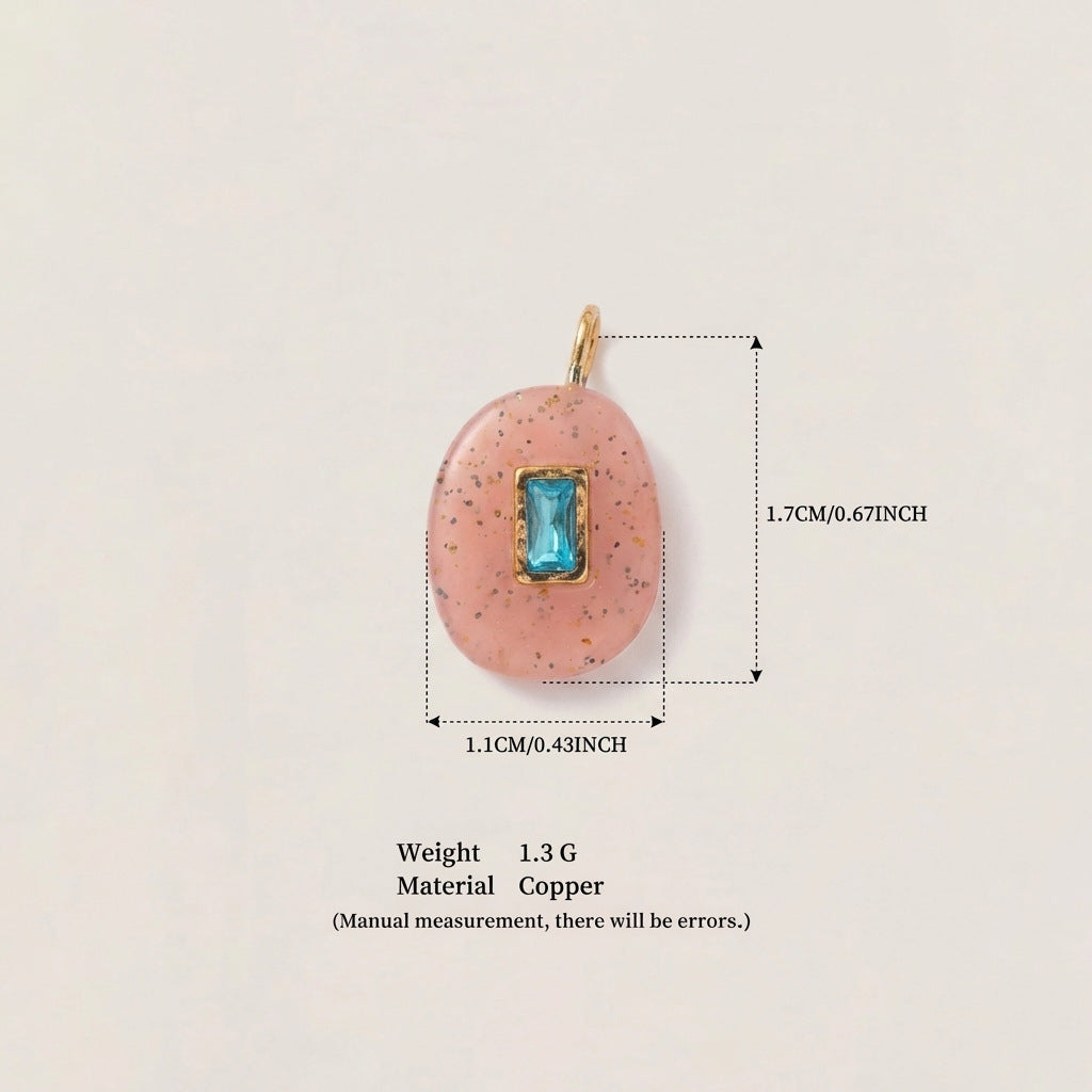 Birthstone Zircon Round Square Glass Gold Pendant