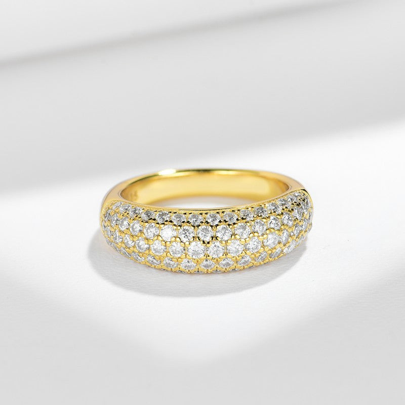 Half-Eternity D-Color VVS1 Moissanite Engagement Ring in Sterling Silver with 18K Gold or Rhodium Plating – Timeless U-Shaped Band for Everyday