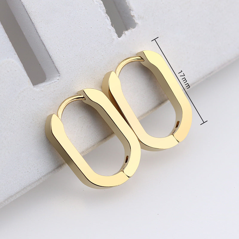 Steel Geometric Personality Hexagon Ear Clip Simple Square Earrings