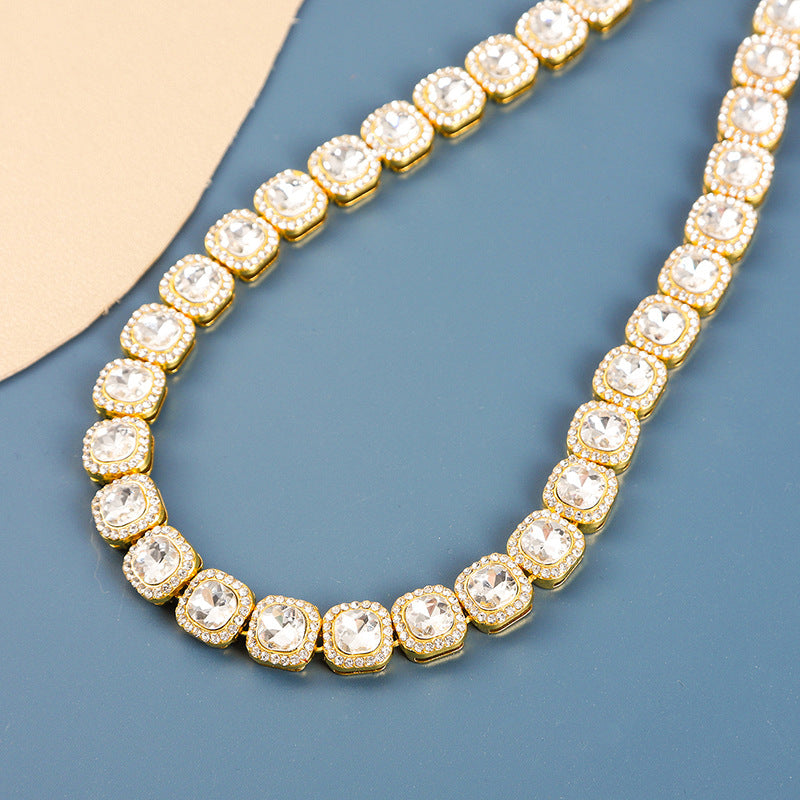 Women's & Men's Candy Diamond Alloy Cuban Link Chain Necklaces