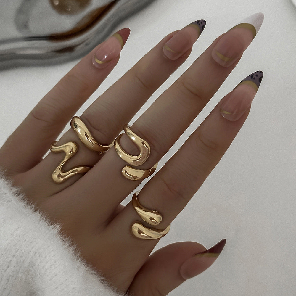 Advanced Sensitive Surface Water Drop Female Baroque Imitation Pearl Twin Ring