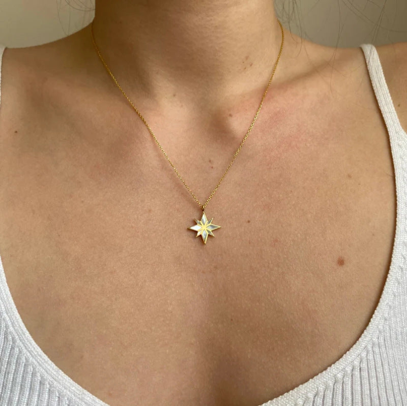 Shell Patch Color Retention Vacuum Furnace Inner Gold Plated Clavicle Necklace