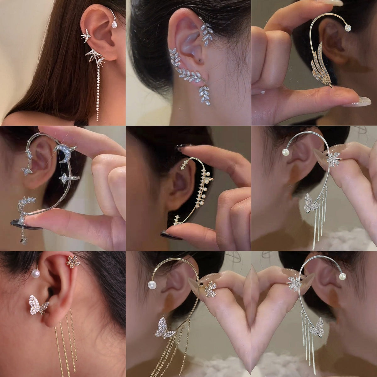 Women's Clip Inlaid Zircon Pearl Light Luxury Stud Earrings