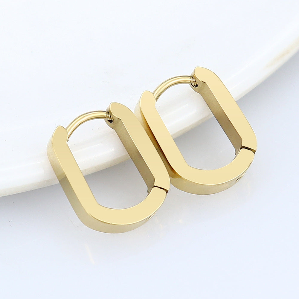Steel Geometric Personality Hexagon Ear Clip Simple Square Earrings