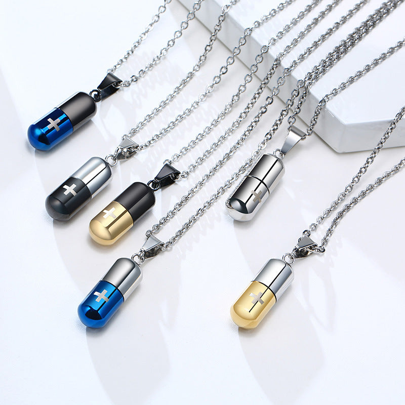 Steel Pill Perfume Bottle Neck Accessories Necklaces