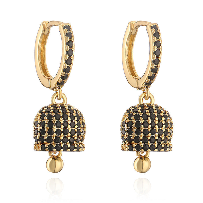 Luxury Fashion Copper Inlaid Color Diamond Bell Niche High Sense Earrings