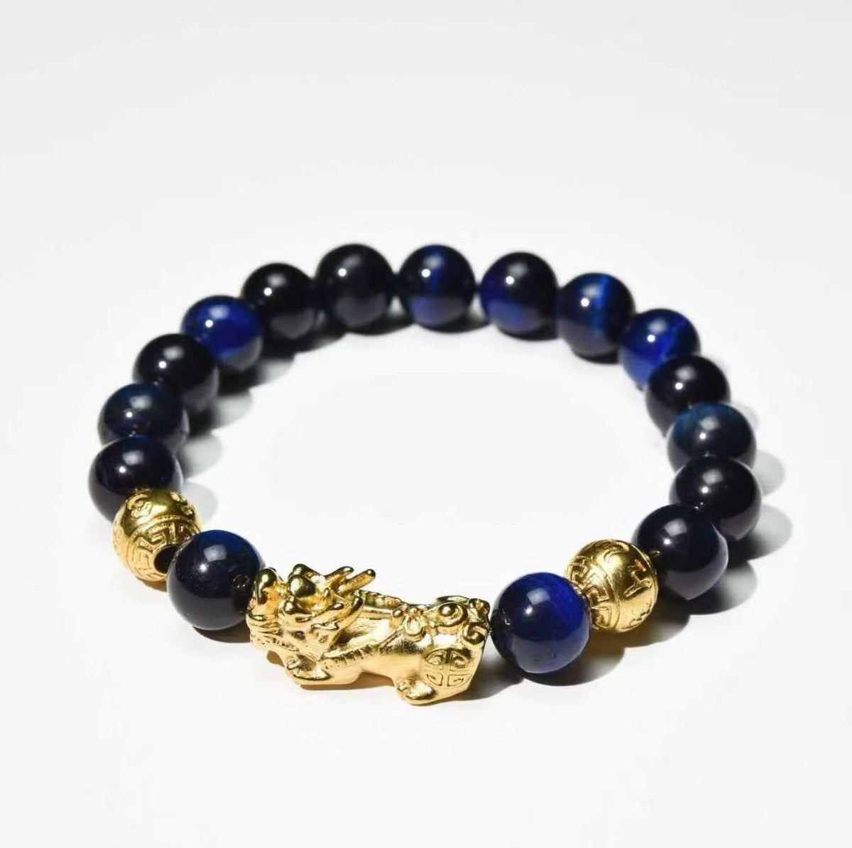 Men's Obsidian Alluvial Gold Lucky Ethnic Style Six Bracelet