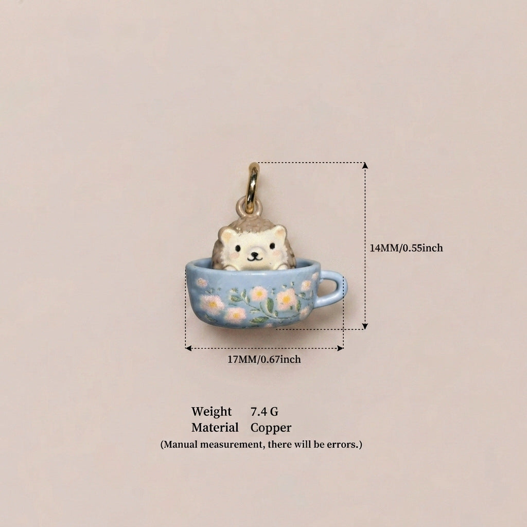 Tea Cup Animal Series Fox Penguin Rabbit Panda Pendant