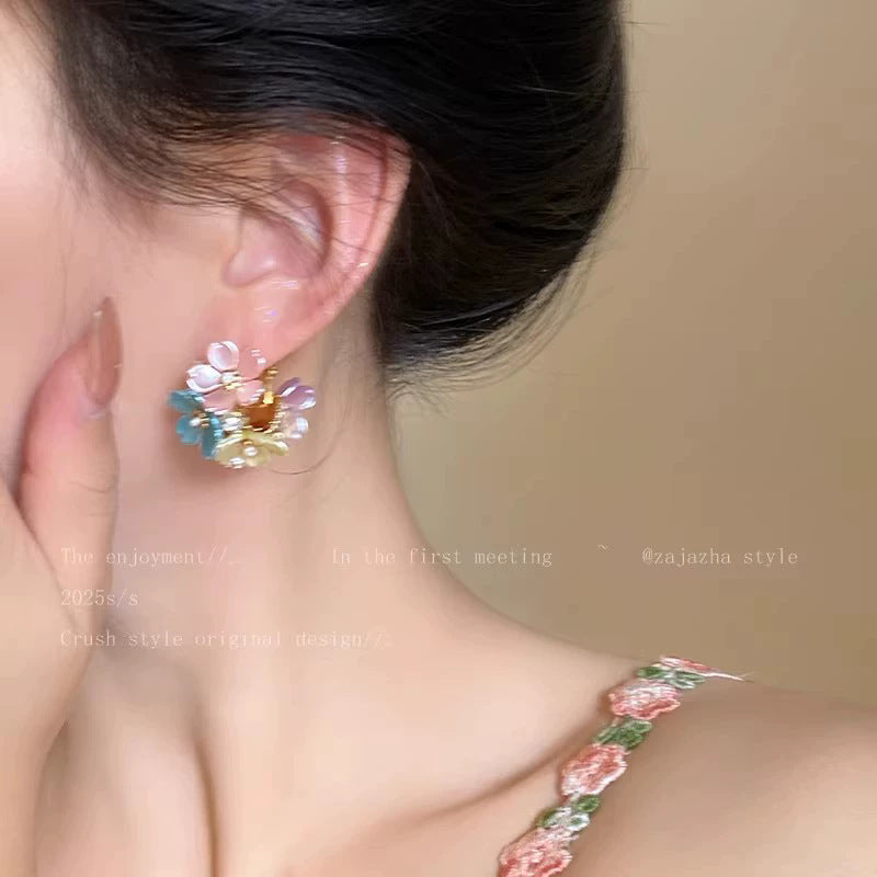 Flower Female Seaside Vacation Dopamine Fashion Temperament Earrings