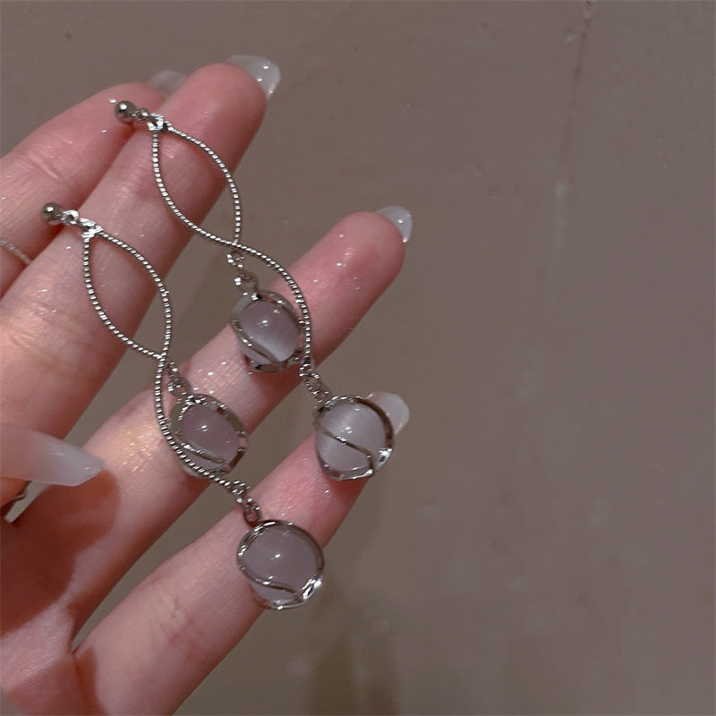 Needle Niche Design Temperament Wild Star River Tassel Simple Light Earrings
