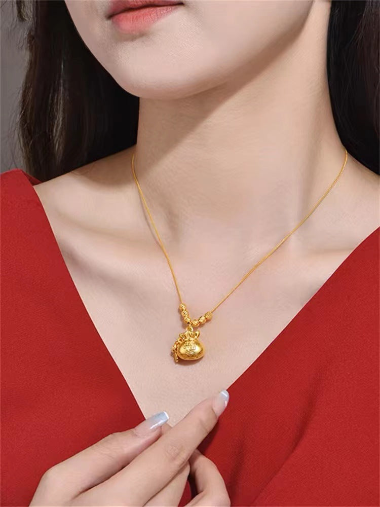 Lucky Bag Fashion Minority Design Micro Inlaid Zircon Beads Clavicle Necklace