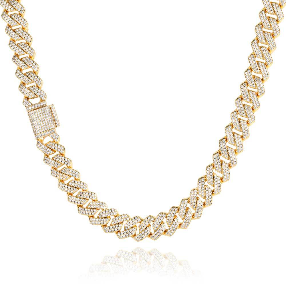 Men's Rhombus Cuban Link Chain Full Rhinestone Necklaces