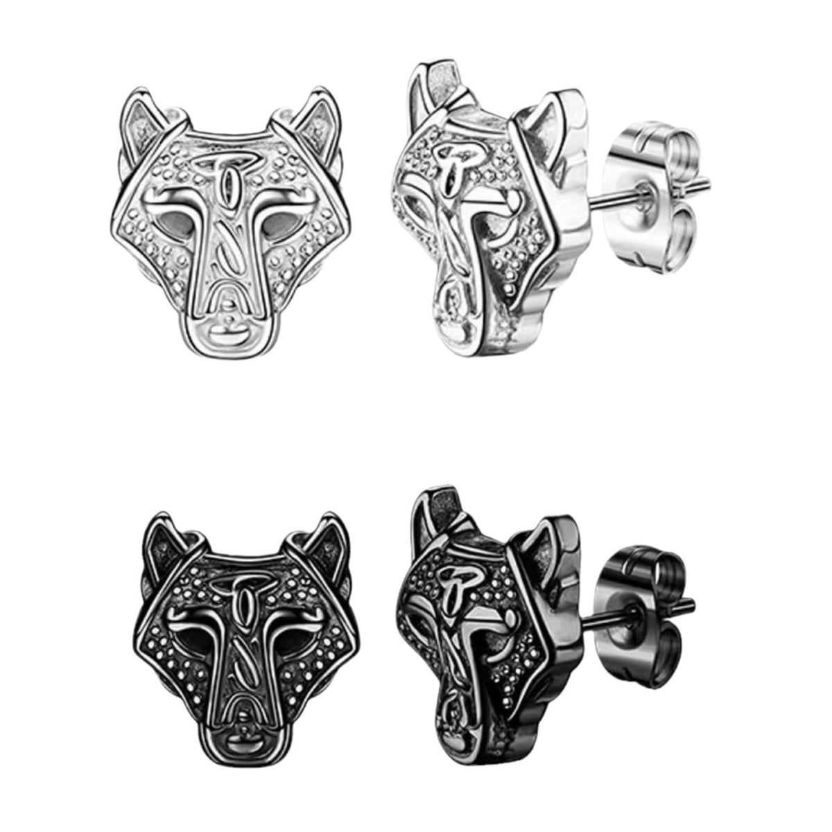 Men's Domineering Wolf Head Stainless Steel Retro Earrings
