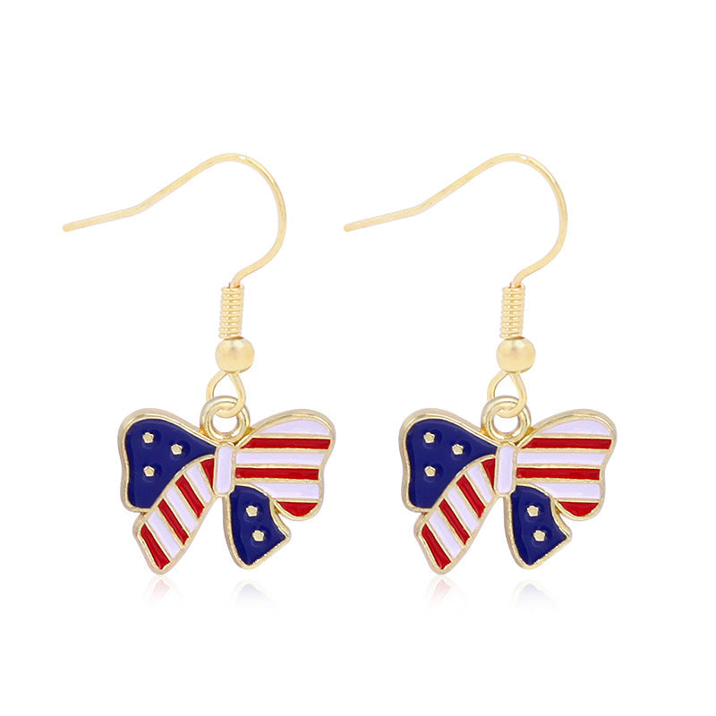 Alloy Dripping Oil Stars Stripes National Rings
