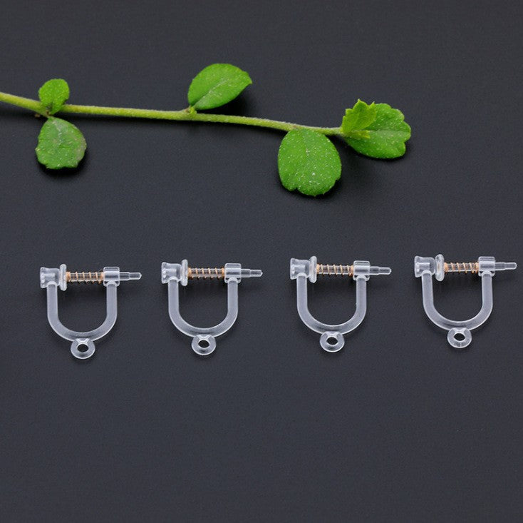 Handmade Change Transparent Resin Pearls U-shaped Ear Clip