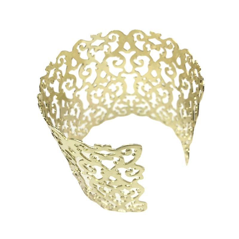 Wide Metal Plating Bangle Hip Hop Street Snap Bracelets