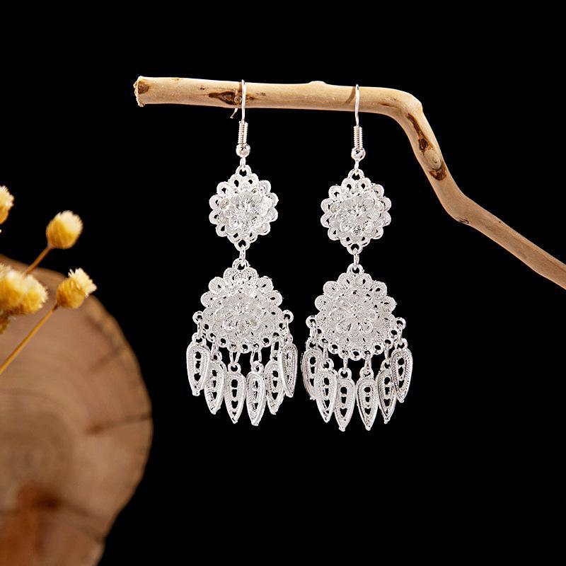 Colorful Long Feather Tassel Scenic Spot Earrings