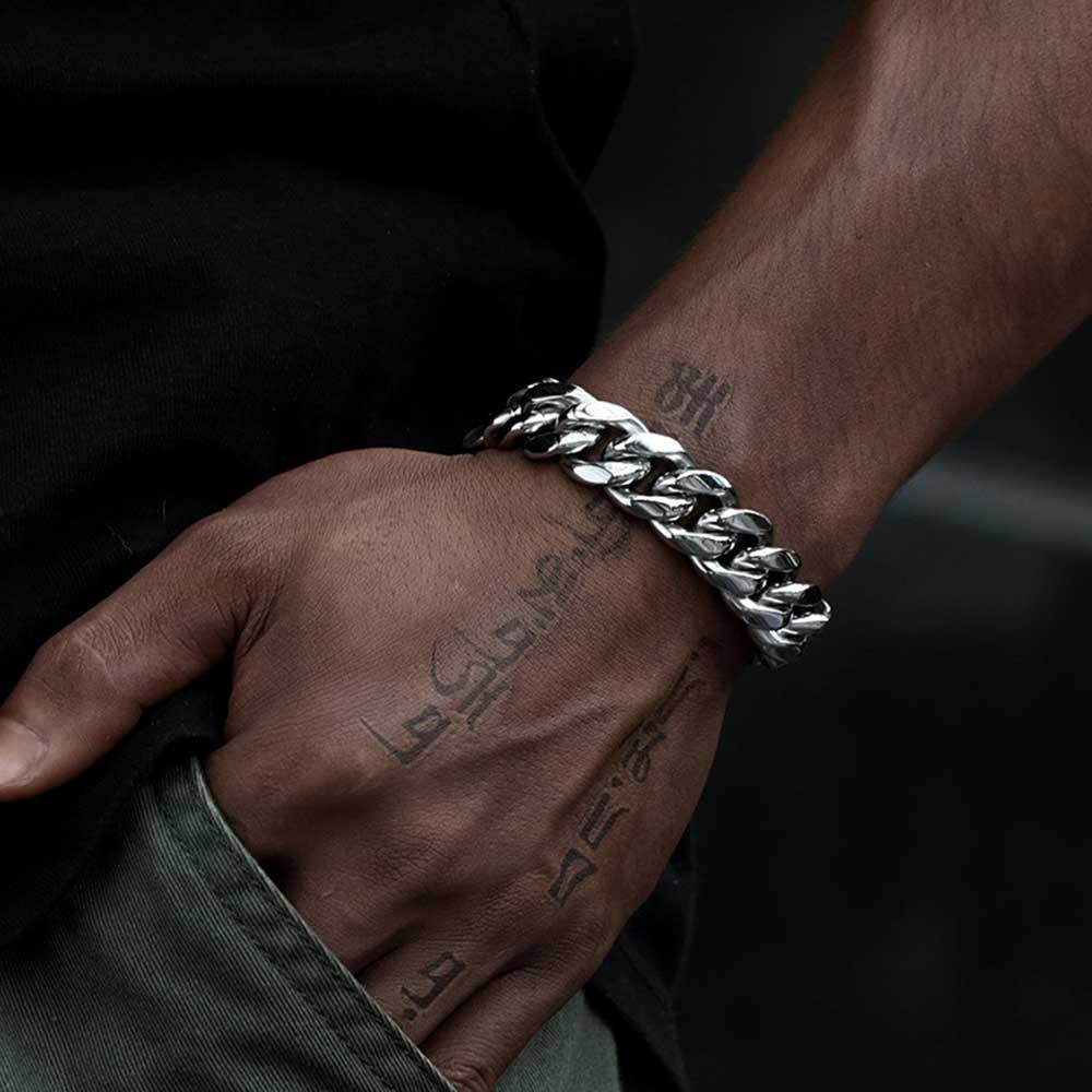 Cuban Link Hip Hop Chain Bracelet — Premium Stainless Steel, Dual-Tone Finish, Adjustable Width & Length Options