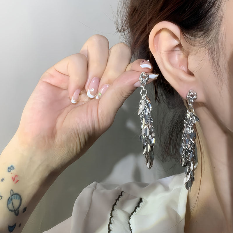 Tassel High-grade Sier Needle Metal Light Luxury Pearl Rings