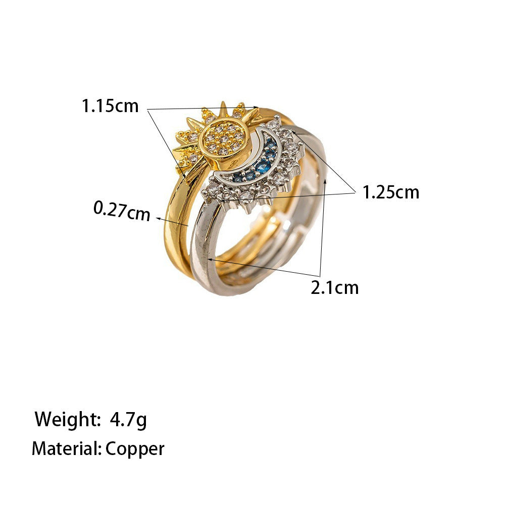 Sun Moon Titanium Steel Female Open Twin Clavicle Necklace