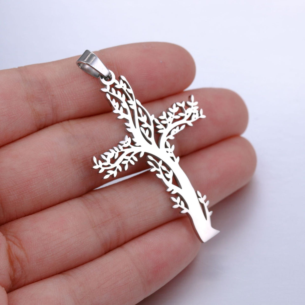 Men's Titanium Steel Lucky Tree Cross Personalized Hip Hop Fashion Necklaces