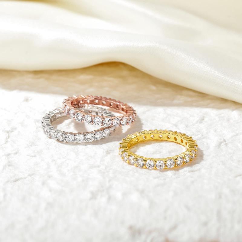 Women's Classic Row Diamond Platinum Light Luxury Valentine's Day Ring