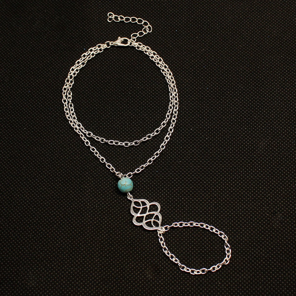 Fashion Lucky Auspicious Symbol Finger Chain Turquoise Bracelets