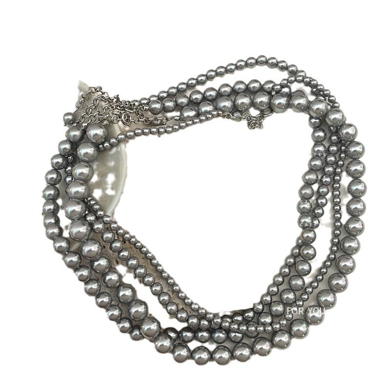 Design Sense French Retro Gray Pearl Female Stylish Necklaces