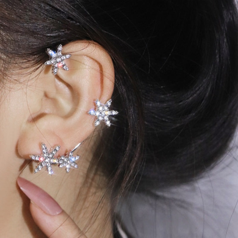 Women's Clip Inlaid Zircon Pearl Light Luxury Stud Earrings