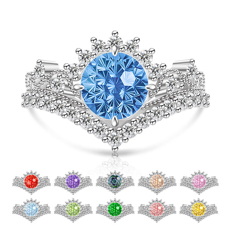 Carbon Diamond Fireworks Cut Garland Female Inlaid Ring