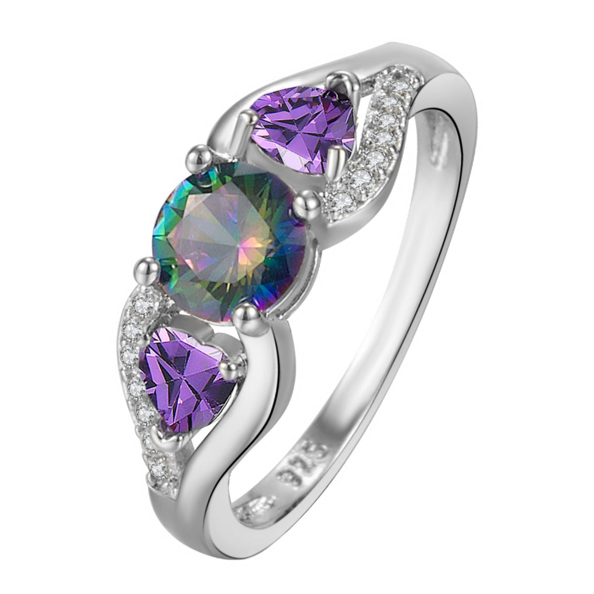 Double Heart-shaped Diamond Inlaid Colorful Personality Fashion Ring