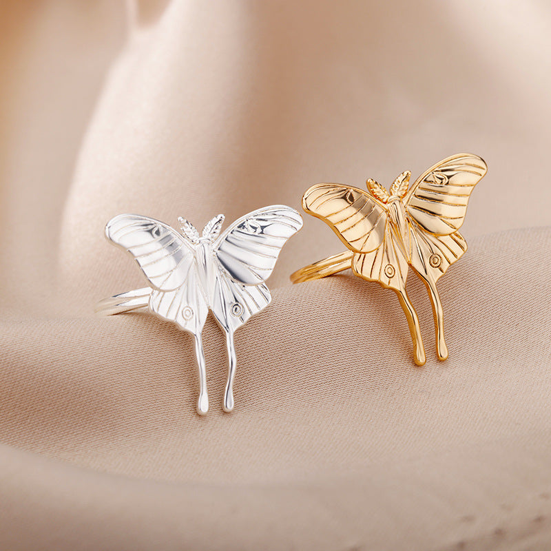 Women's Gold Exquisite Mini Small Butterfly Zircon Opening Rings