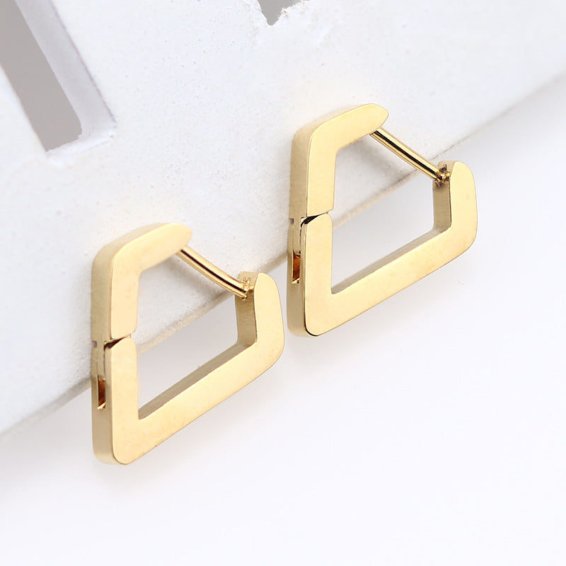 Steel Geometric Personality Hexagon Ear Clip Simple Square Earrings