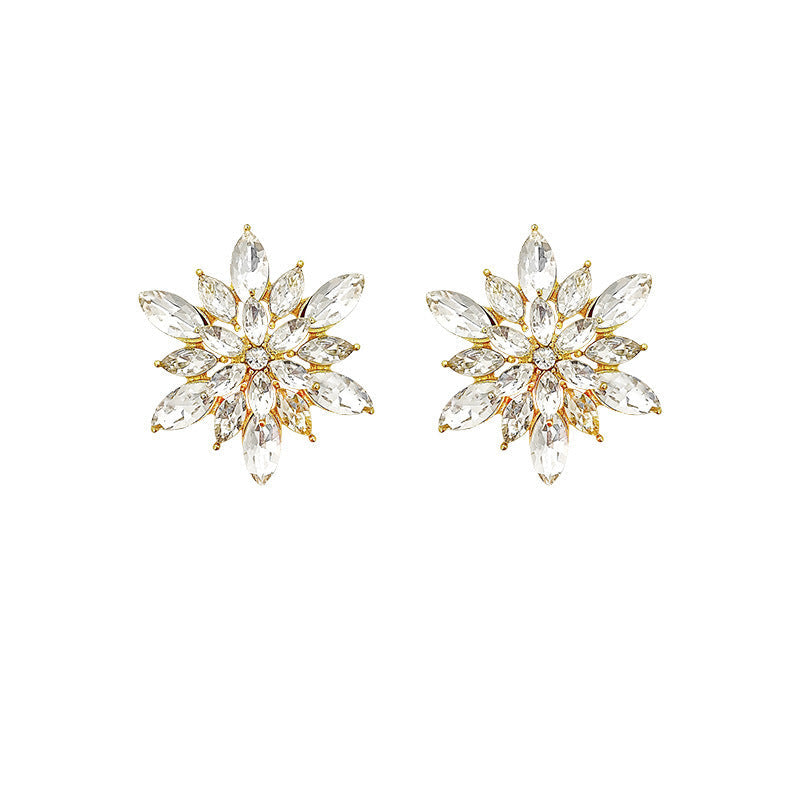 Women's Light Luxury Minority Crystal Snowflake Ear Trendy Design Super Flash Earrings