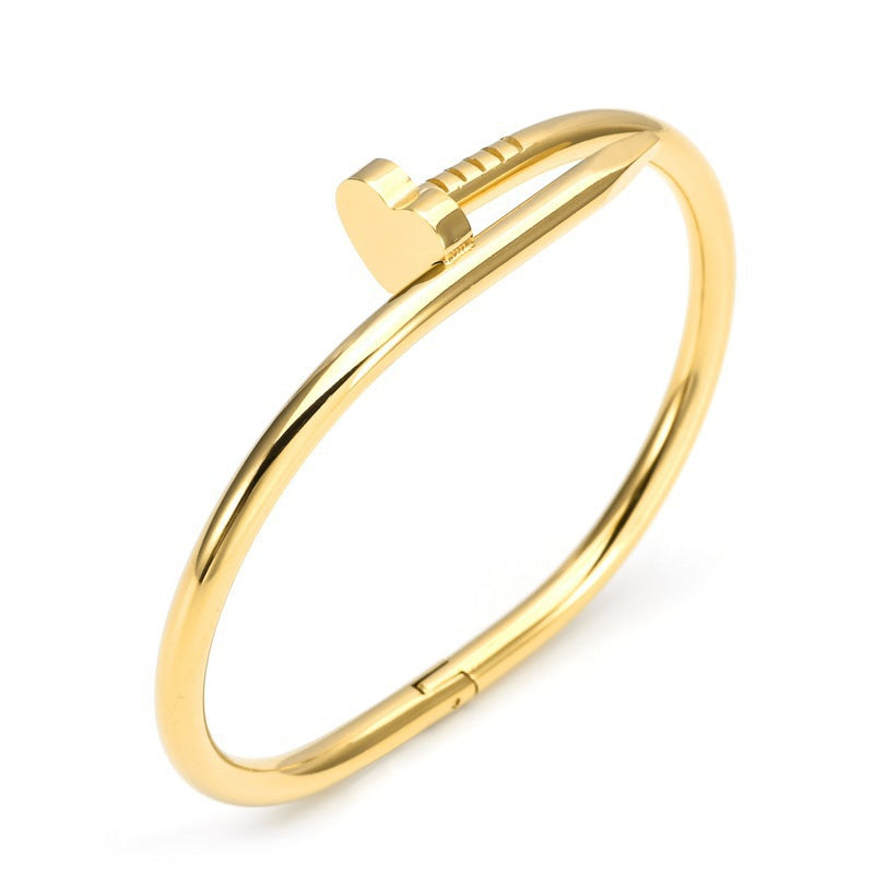 High-grade Gold Titanium Steel Female Couple Simple Light Bracelets