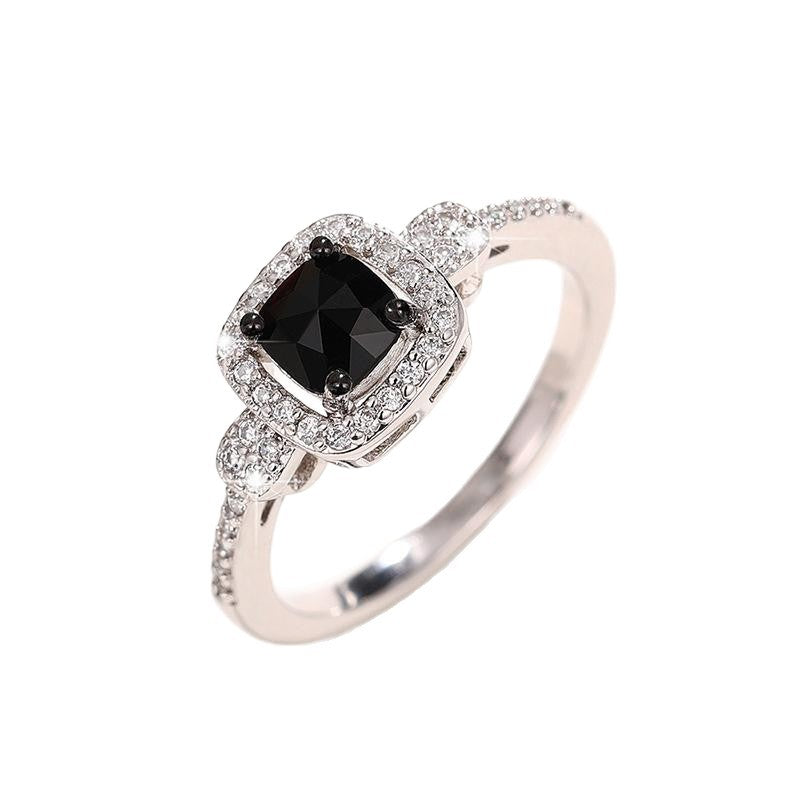 Women's Zircon Black Onyx Affordable Luxury Fashion Simple Gold Rings