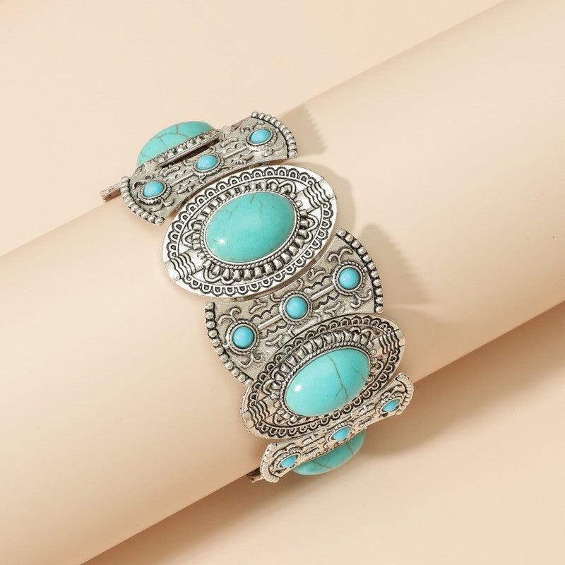 Style Personality Retro Alloy Turquoise Stretch Bracelets