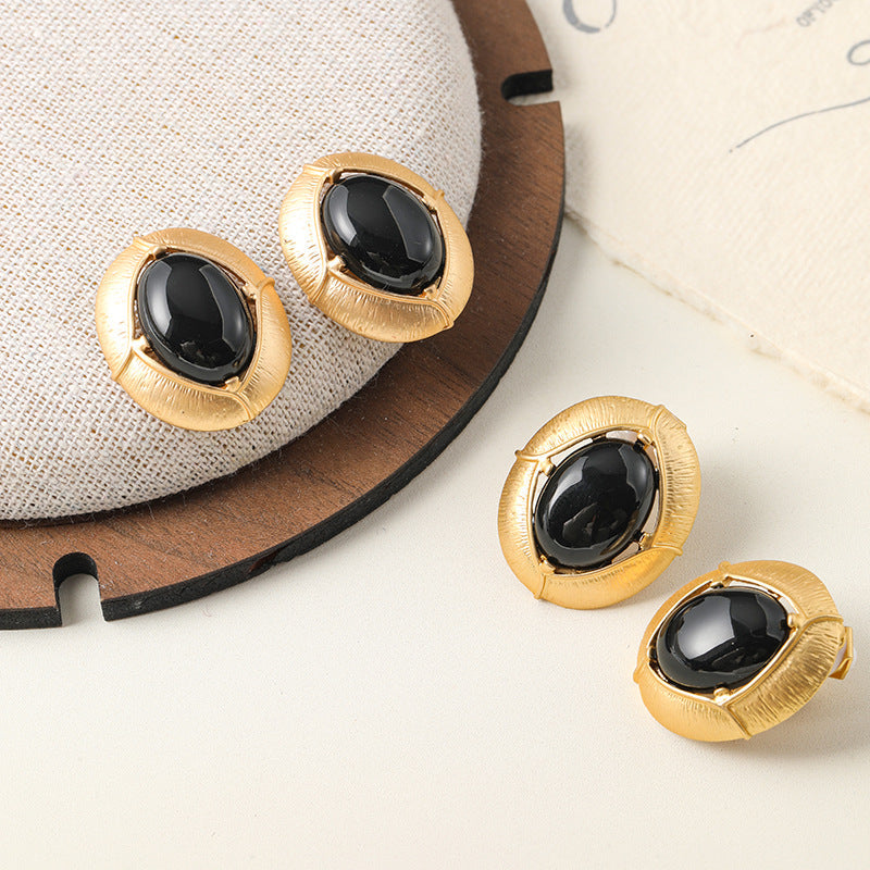 Edge Black Resin Hollow Ear Retro Artistic Earrings