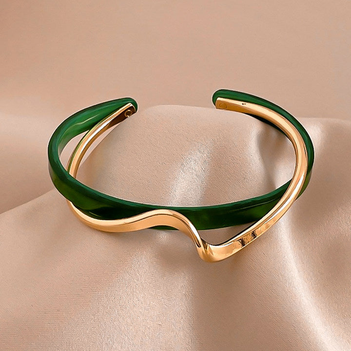 Metallic Striped Geometric Cross Flowers Openings Niche Exaggerated High Bracelet