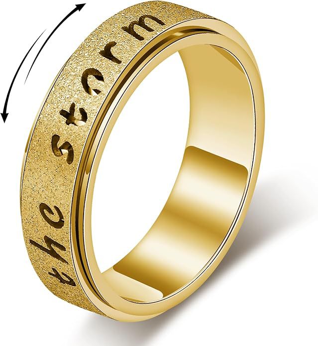 Titanium Steel Frosted Letter Storm Inspirational Ring