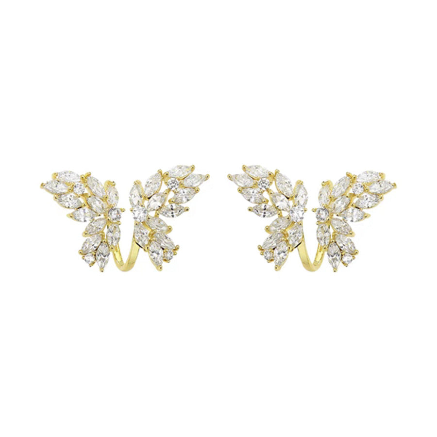 Women's Zircon Butterfly Trendy Design High-grade Temperament Unique For Stud Earrings