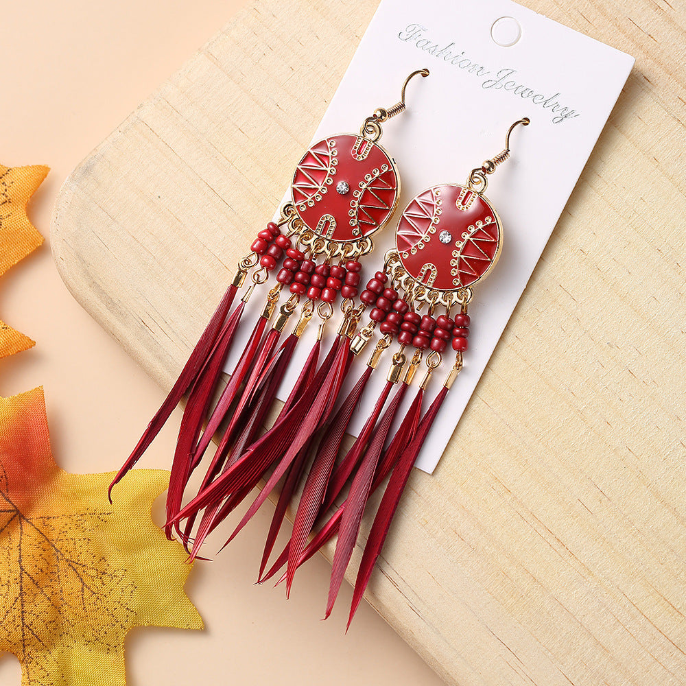 Women's Bohemian Ethnic Tassel Blue Ear Vintage Earrings