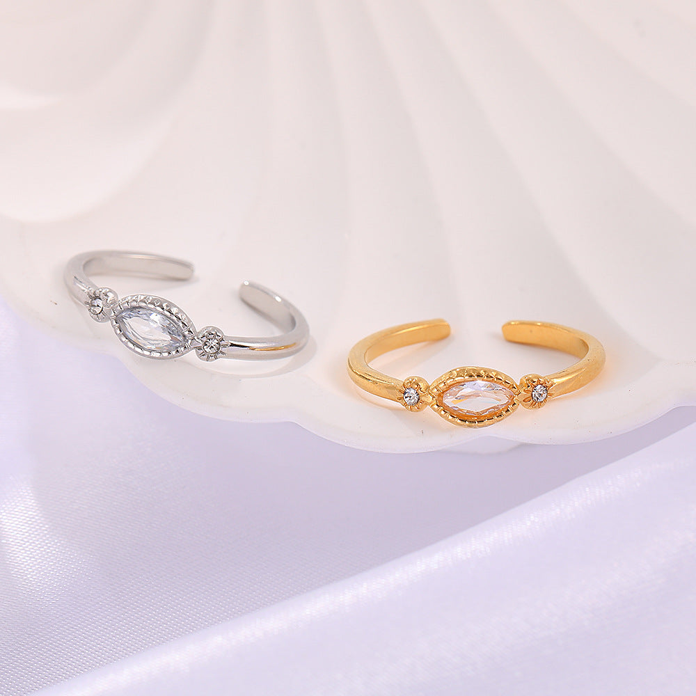 Women's Trendy Adjustable Mouth Korean Style Elegant Stainless Steel Niche Design Rings