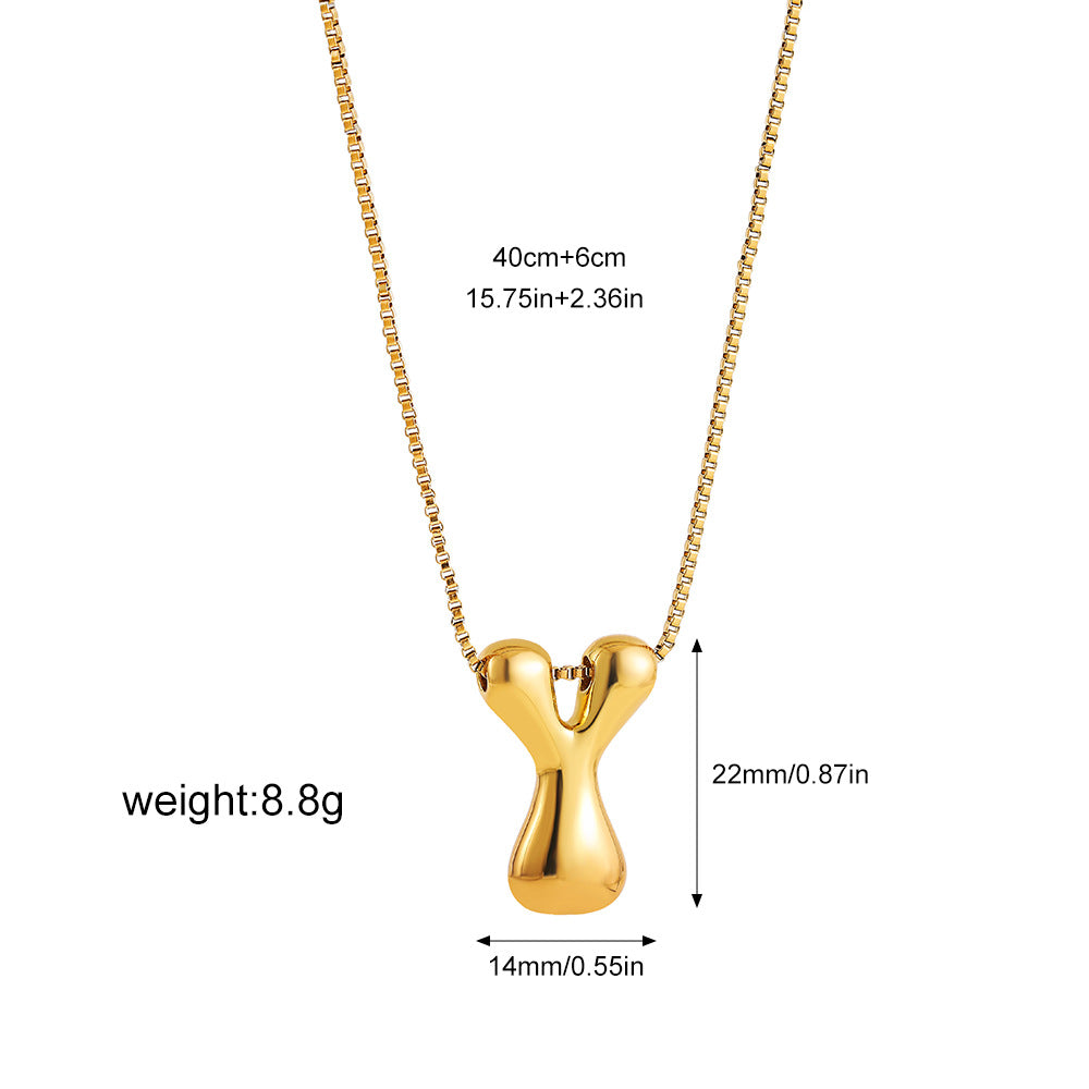 Gold Letter Bubble English Stainless Steel Necklaces