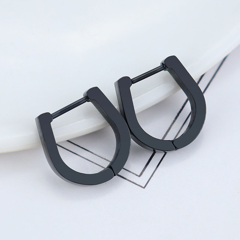 Steel Geometric Personality Hexagon Ear Clip Simple Square Earrings
