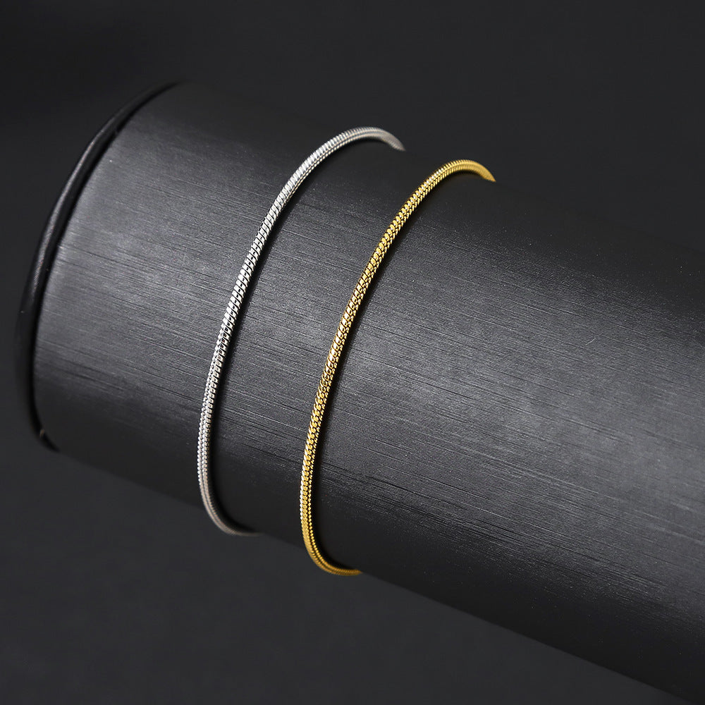 Women's & Men's Snake For Minimalist Hip Hop Unique No Color Fading Bone Bracelets