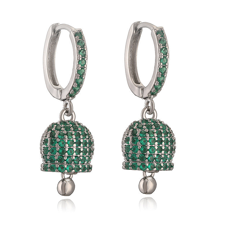Luxury Fashion Copper Inlaid Color Diamond Bell Niche High Sense Earrings