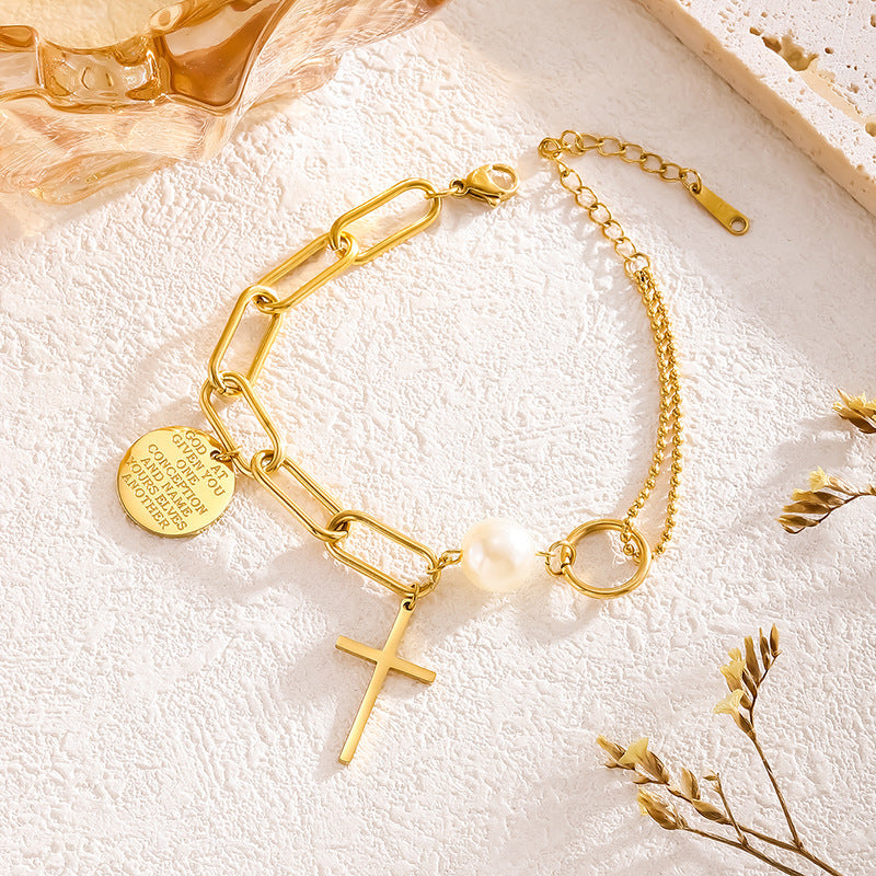 Titanium Steel No Fading Gold Plated Female Bracelet