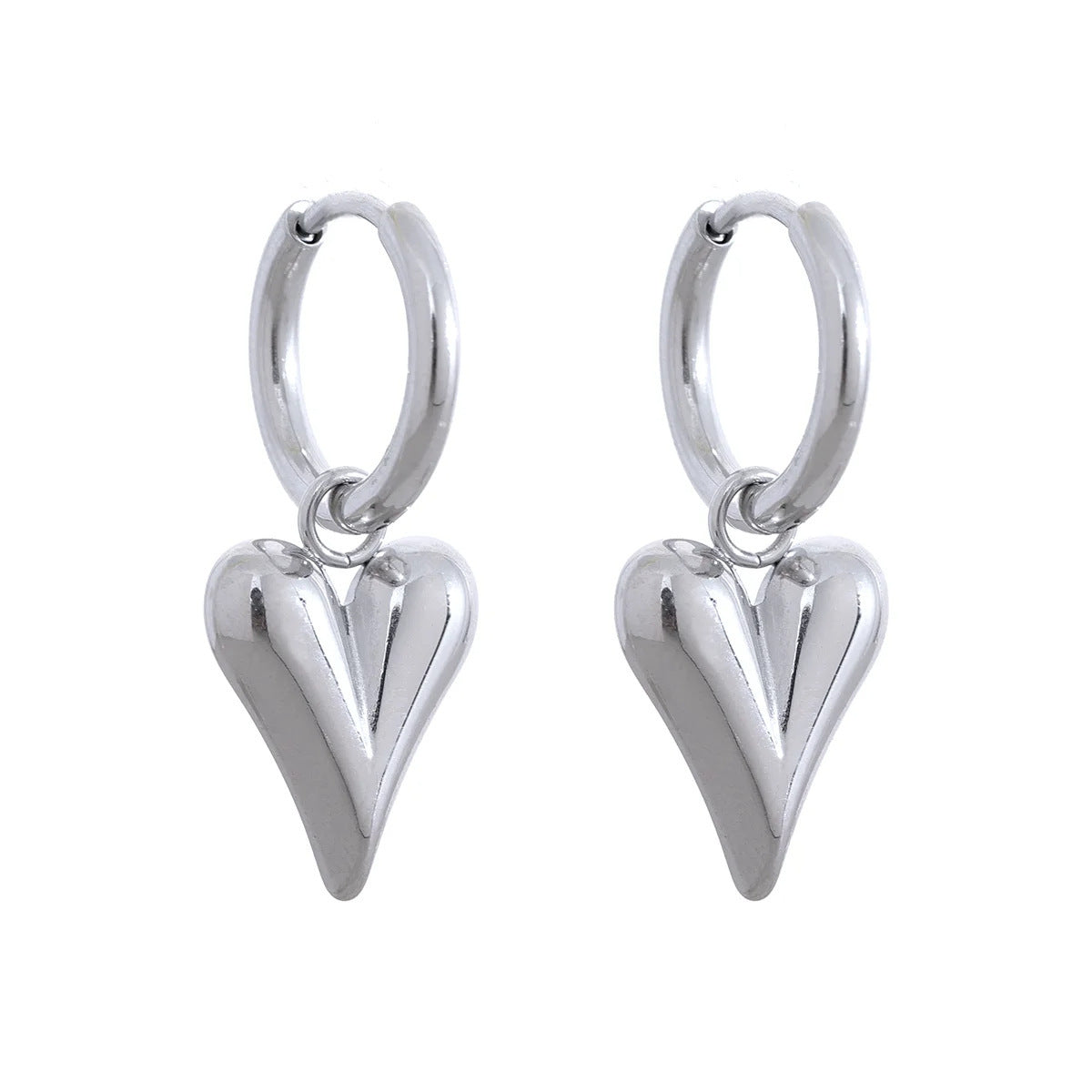 Women's Steel Vacuum Plating Gold Fashion Love Heart Design Water Drop Stud Earrings
