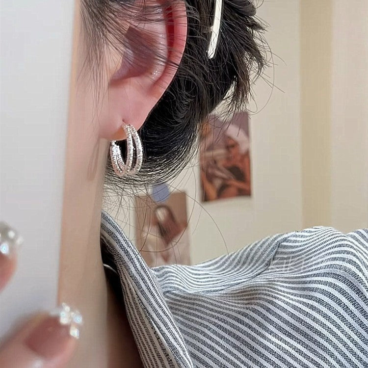 Plain Circle Round Auricular Needle Minority Fashion Elegant Unique Light Stud Earrings